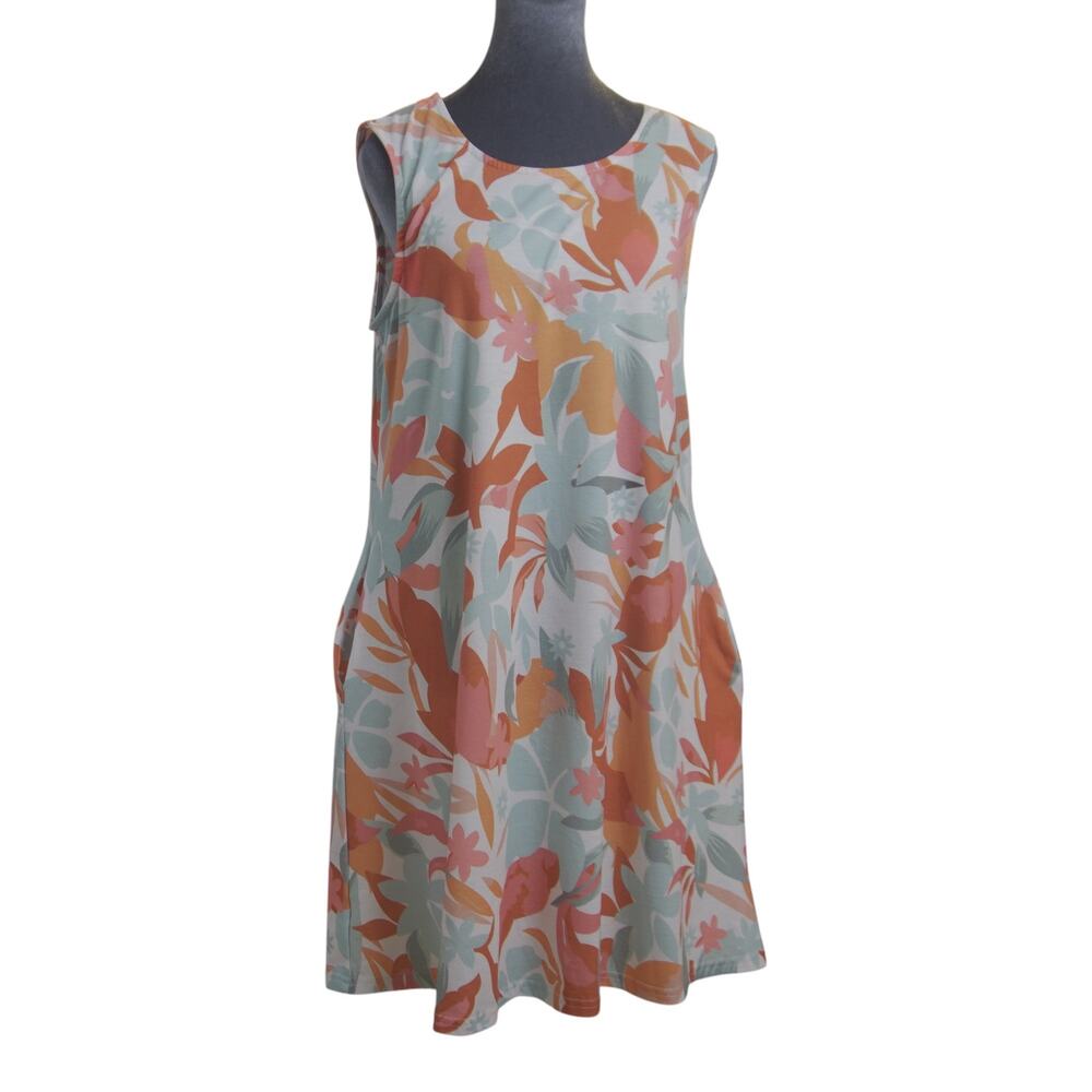 Simple Fun Floral Swing Dress Size M Pockets Coral Mint Tropical